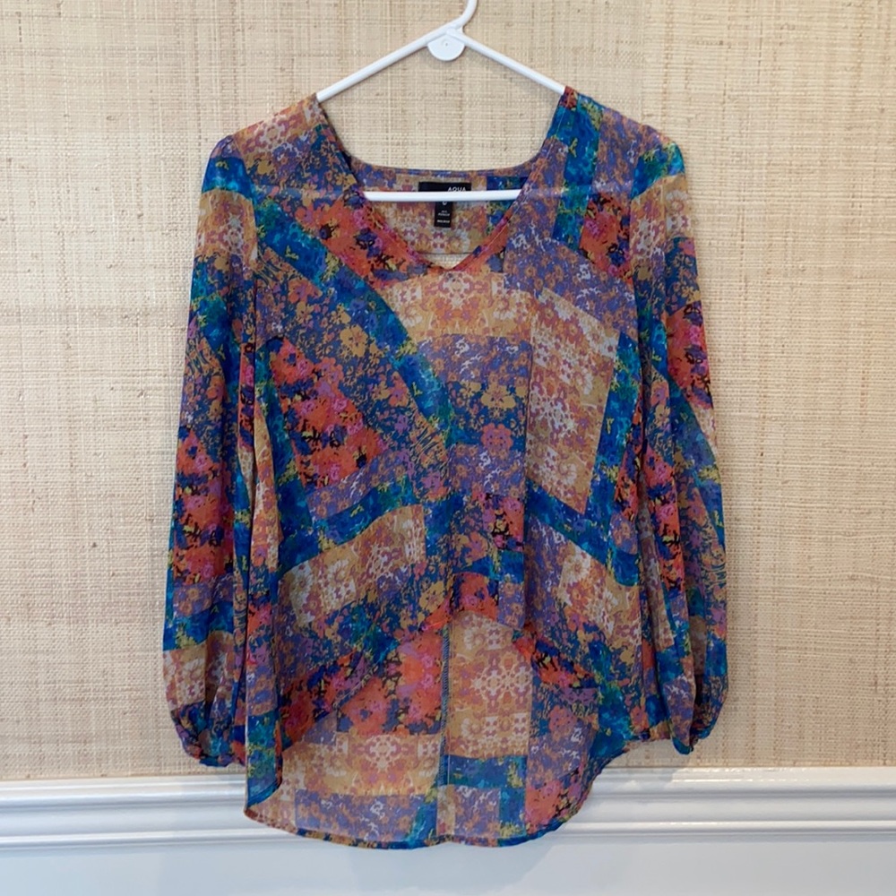 Aqua blouse, Size XS, open back